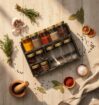 Wooden Spice Rack With Bottles