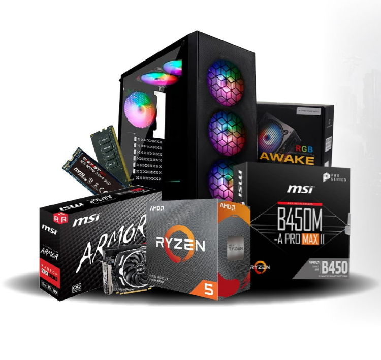 AMD Ryzen™ 5 5500 (RAM) – 16GB SSD – 512GB NVME M.2 RAID MAX MESHIAN X921 RGB