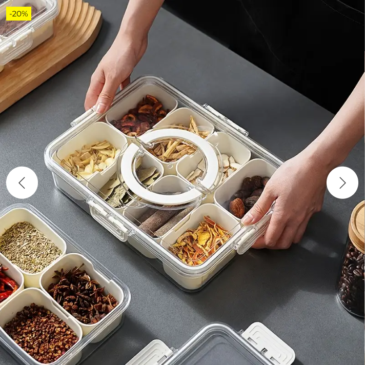 8 Grid Airtight Transparent Spice Box With Handle