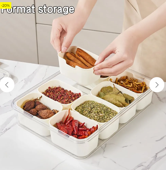 8 Grid Airtight Transparent Spice Box With Handle