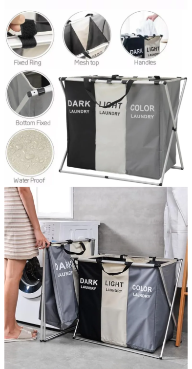 Three Compartment Laundry Basket