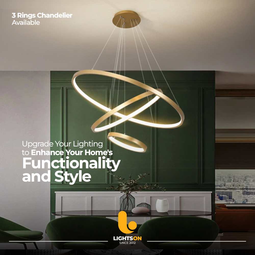 3 Ring Gold LED Chandelier – 00051