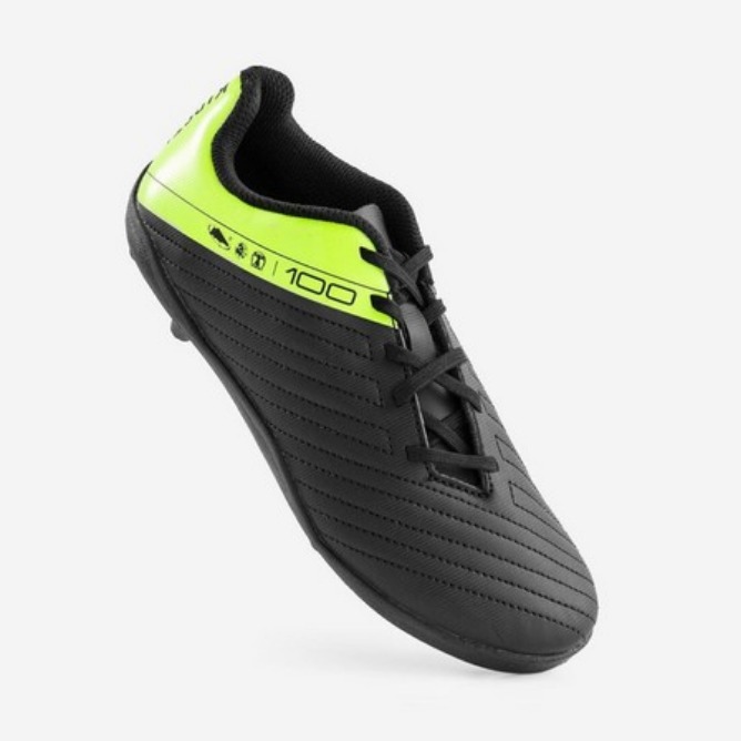 Kids Hard Ground Football Boots – Agility 100, Black (Size -36)
