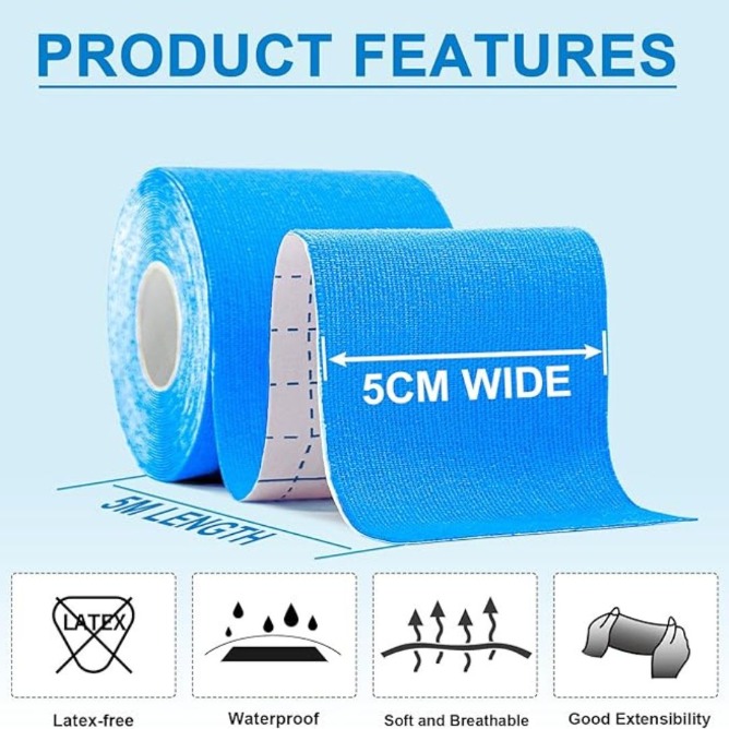 KINESIOLOGY TAPE – K TAPE – Sports Tape – Muscle Support Tape – Deep Blue