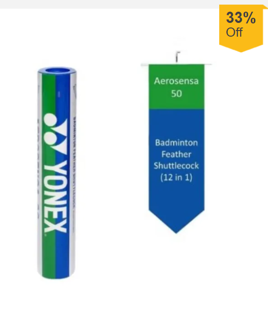 Yonex Aerosensa 50 Badminton Feather Racket Shuttlecock (White)- 12 PCS