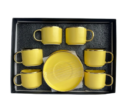Turkish Coffee Cup Porcelain Cup and Sauce -Yellow Color