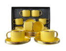 Turkish Coffee Cup Porcelain Cup and Sauce -Yellow Color