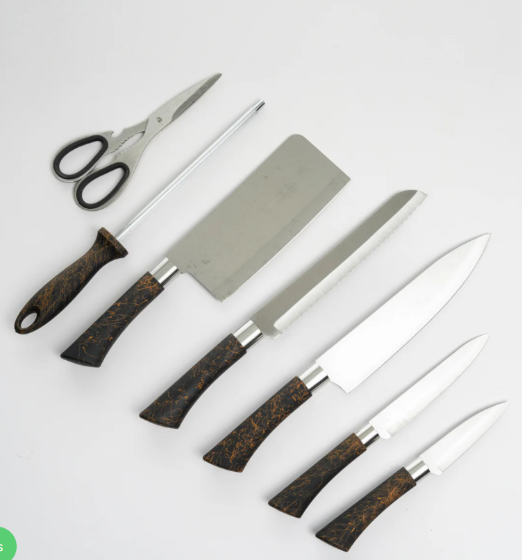 Stainless Steel 7-Piece Knife Set with Wooden Block – Durable Kitchen Tools for Sri Lankan Homes