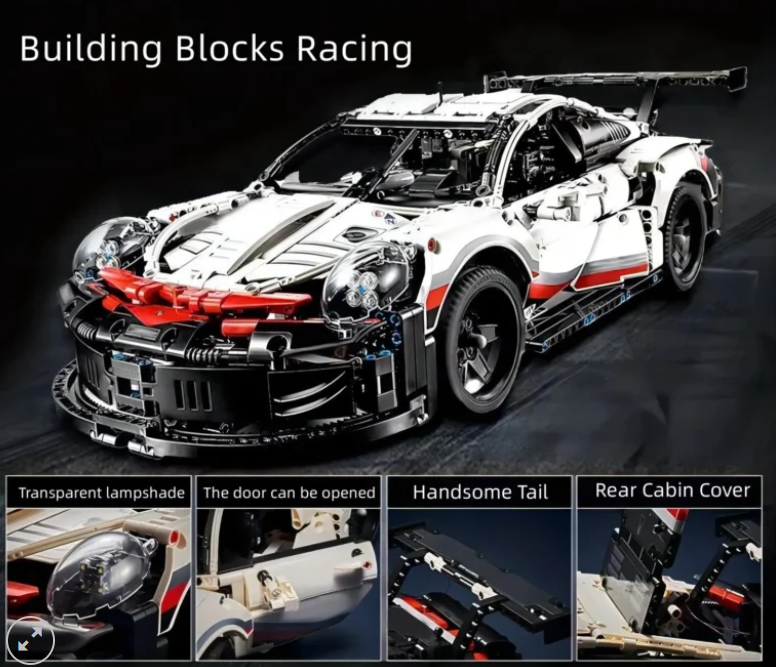 PORCHE 911 TECHNOLOGY BUILDING BLOCK RACING CAR 1631PCS