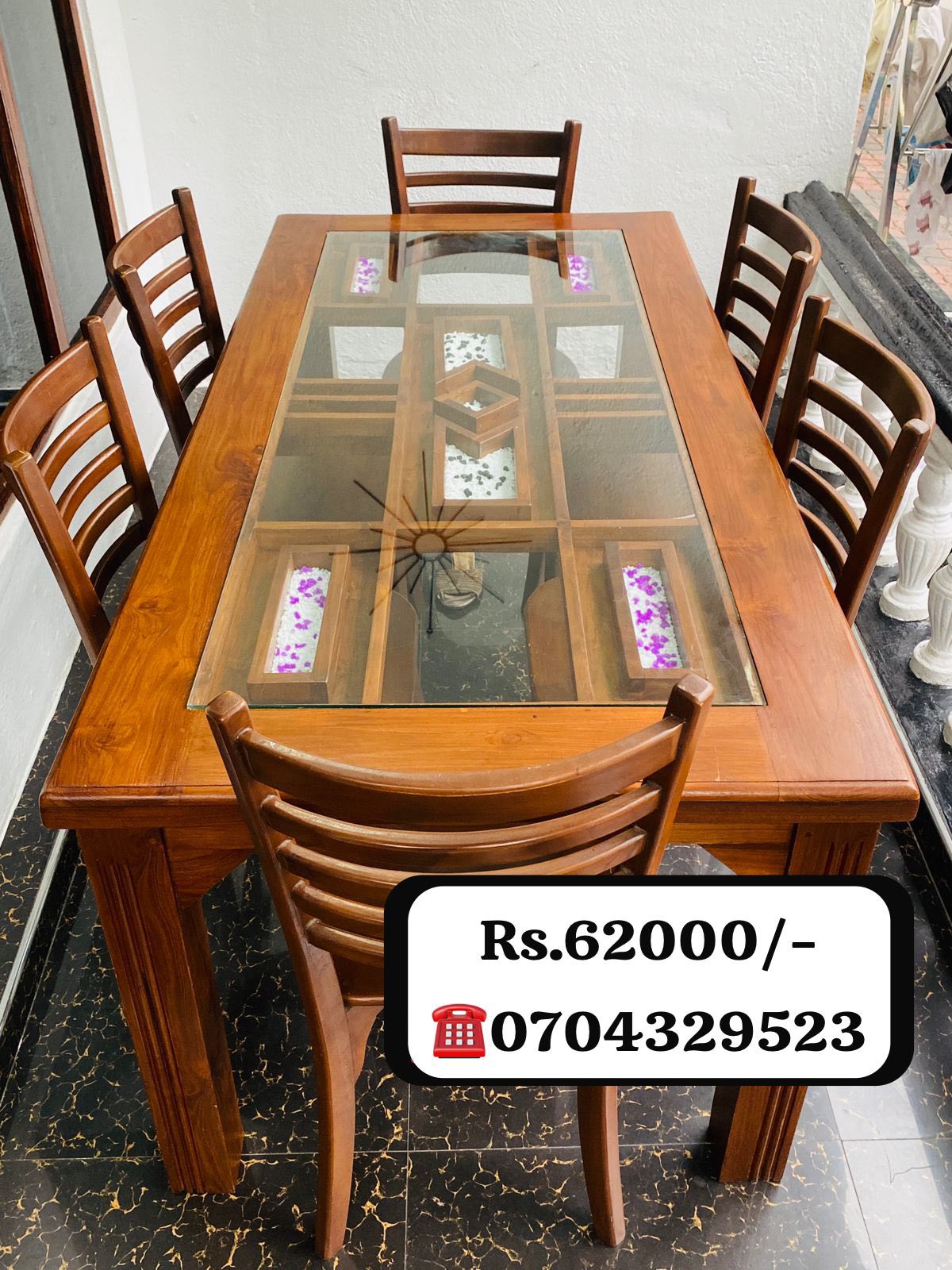 Used teak dining table with 6chairs