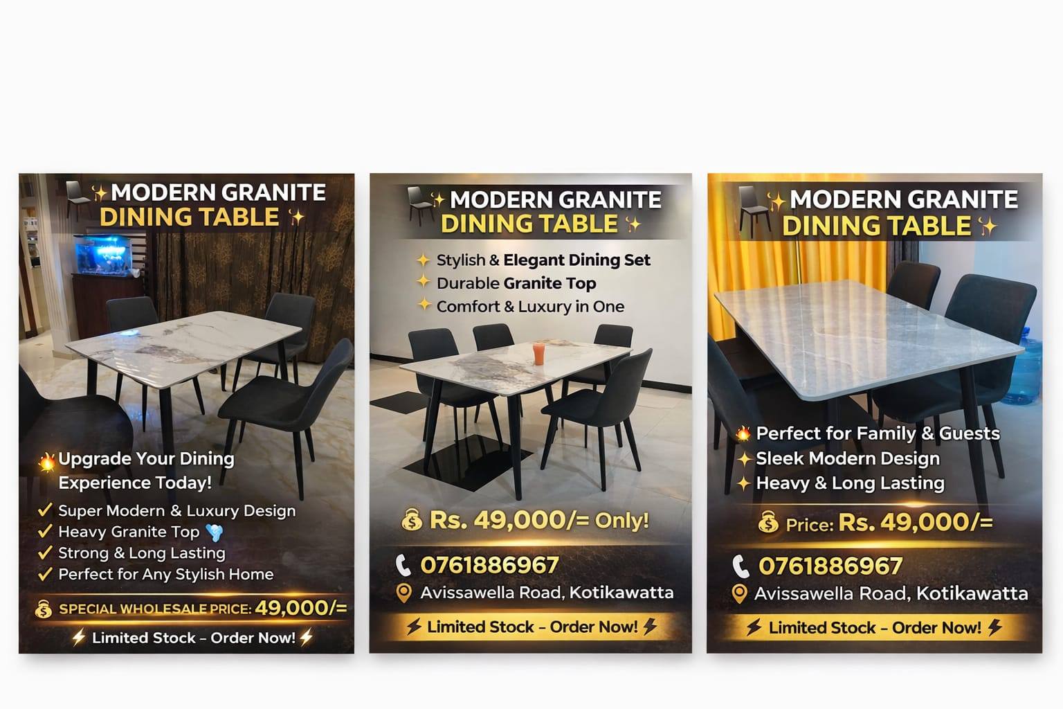 MODERN GRANITE DINING TABLE SET