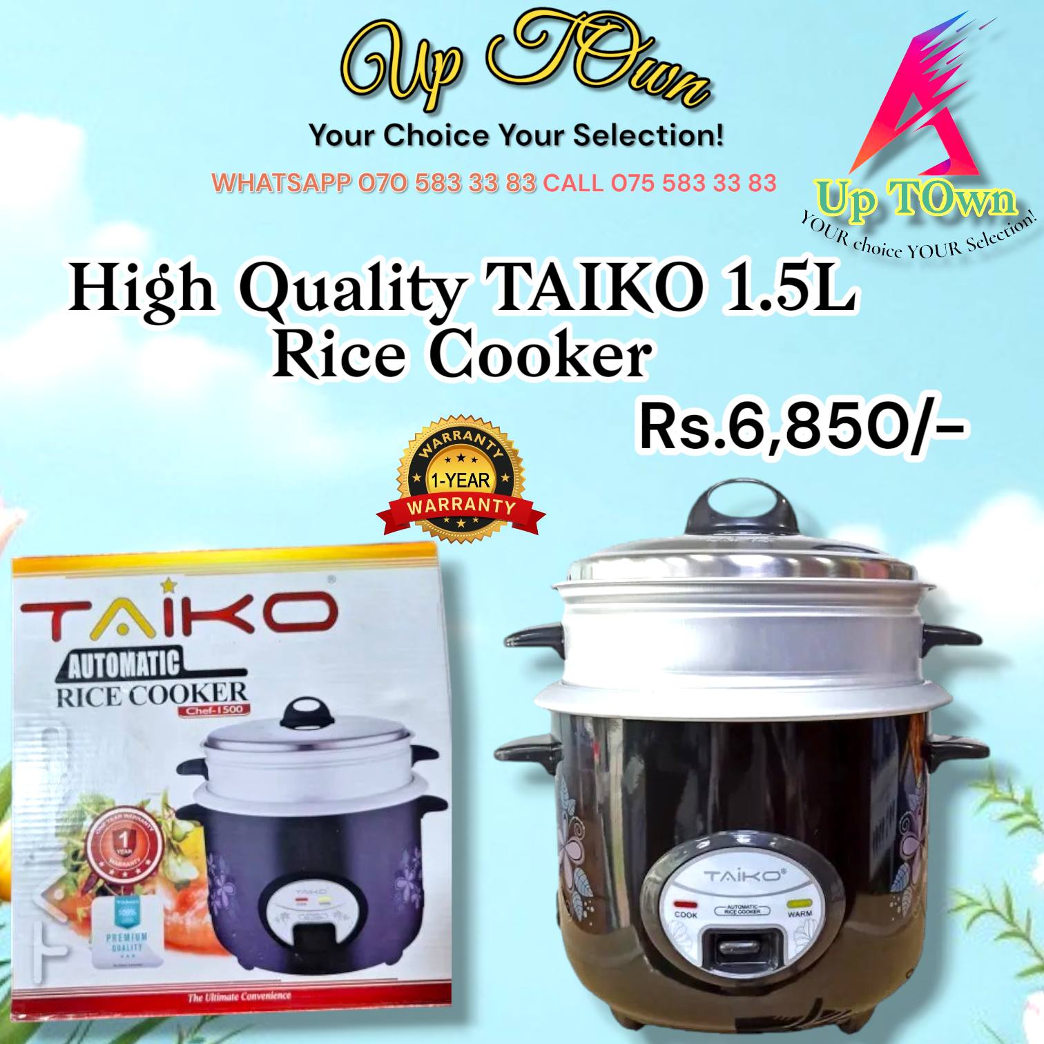 High quality Taiko 1.5l Rice cooker