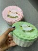 cartoon-themed reusable cute sheep design in pink and green lunch Box