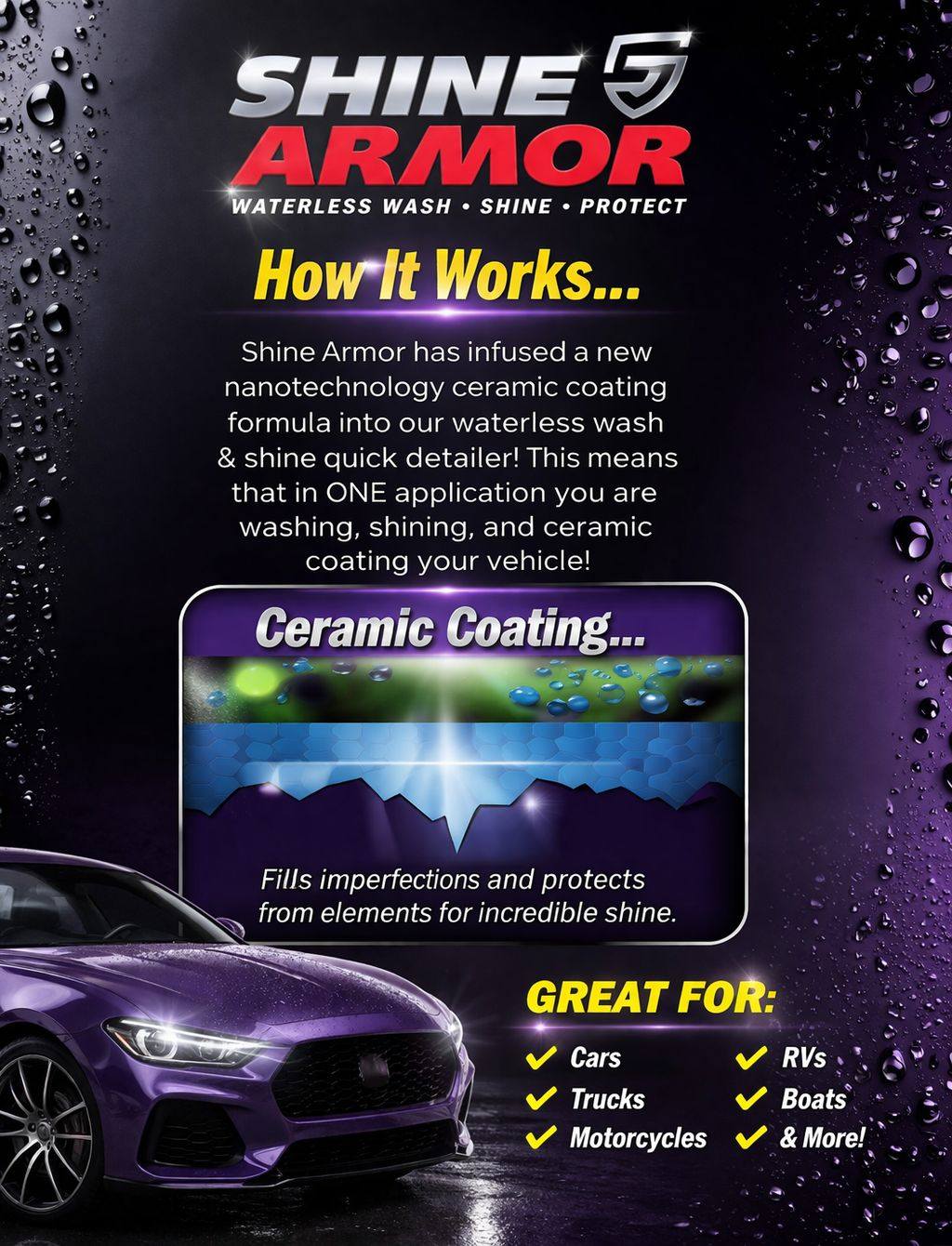 3 in 1. 250ml vehicle shine Armour