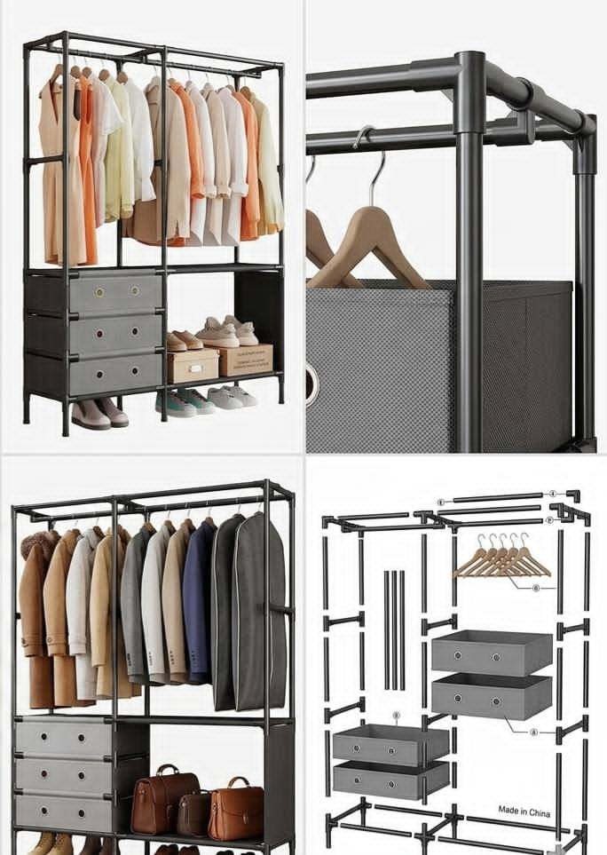 Bedroom Floor Simple Mobile Coat Rack Hanger