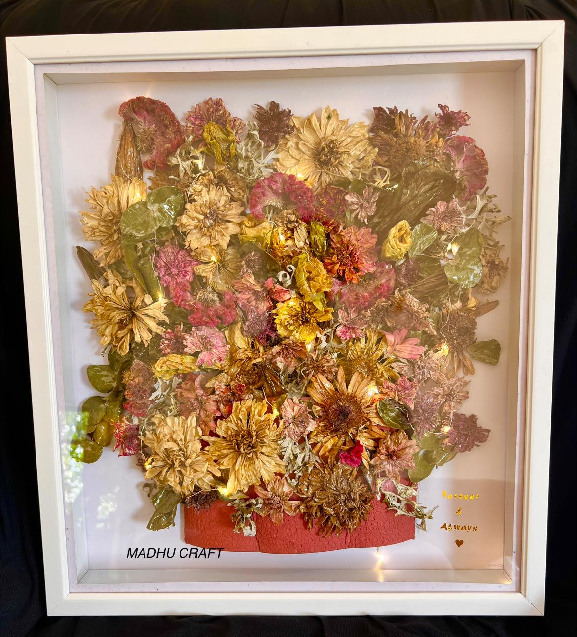 flower preservation frames with lights.