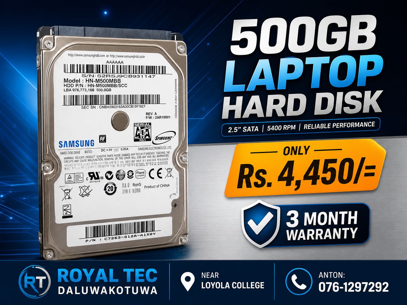 Lap 550gb hard disk