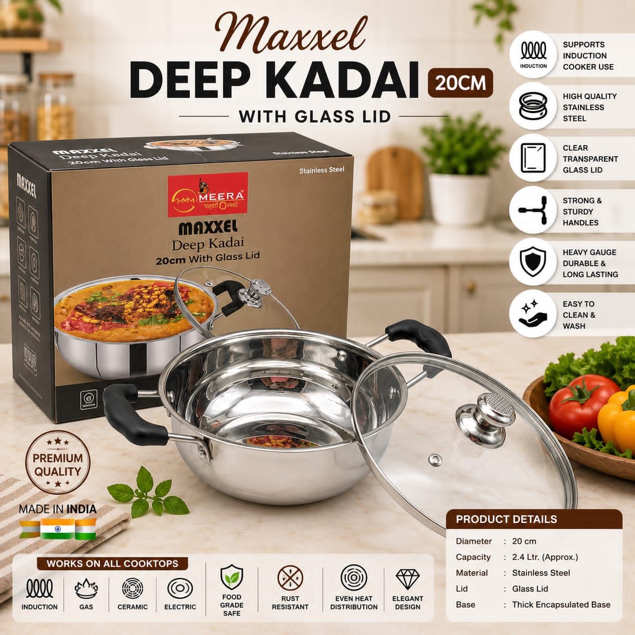 Heavy Stainless steel kadai