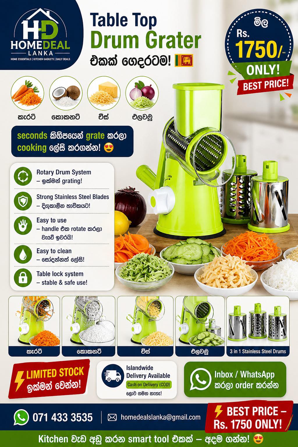 Table Top Drum Grater