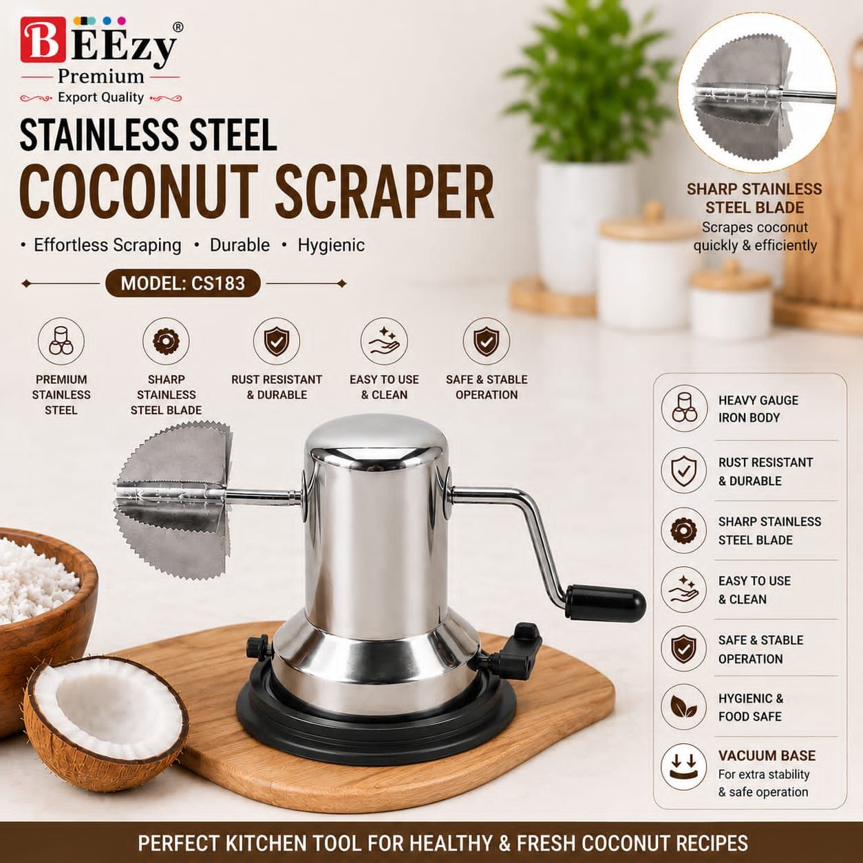 Stainless Steel Coconut Scraper
