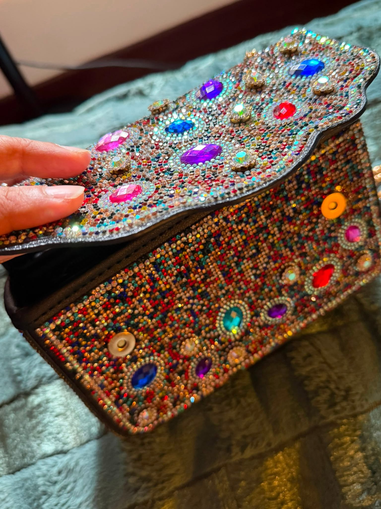 imported Womens wedding clutch bag with heavy stones
