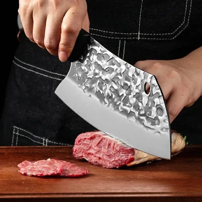 Light Weight 7inch Butcher Knife Hammered