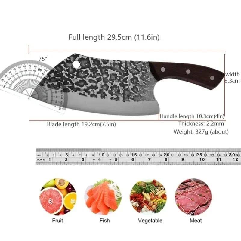 Light Weight 7inch Butcher Knife Hammered