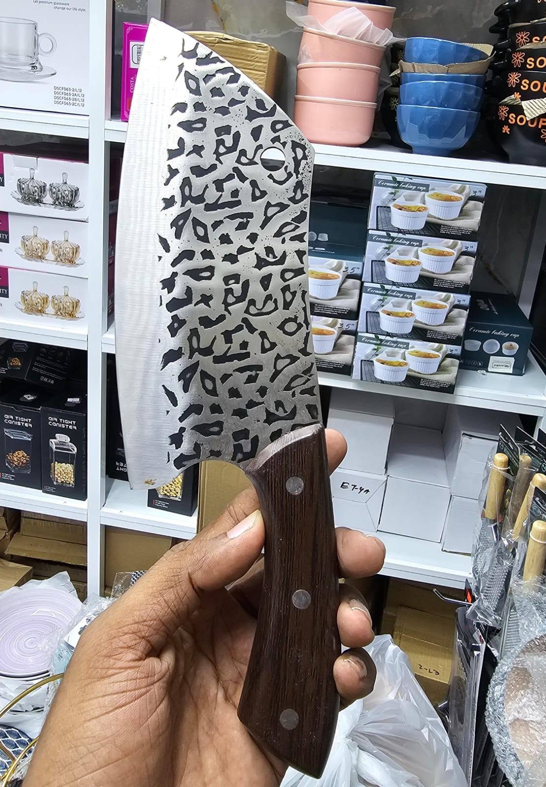 Light Weight 7inch Butcher Knife Hammered
