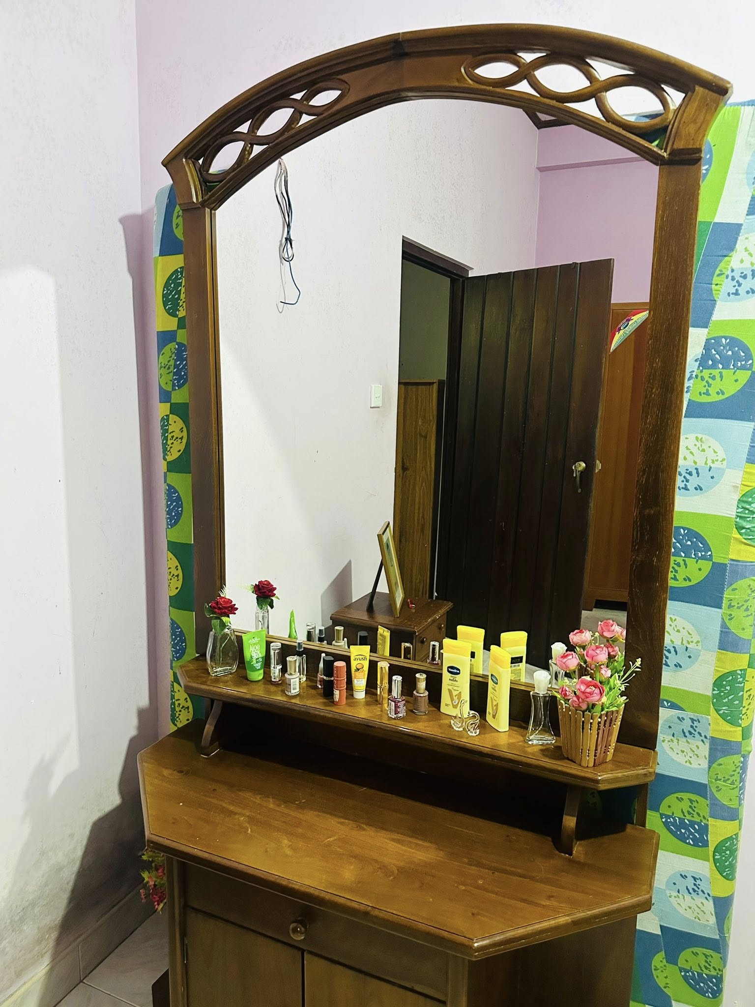 Teak Bed Set with Dressing Table