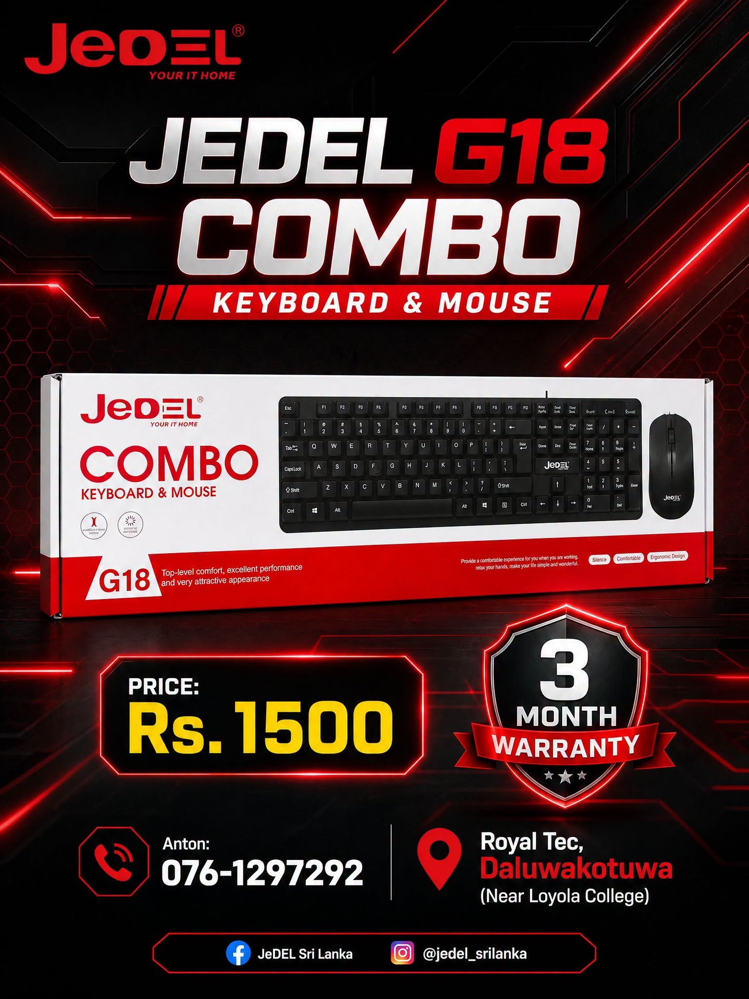 Jedel combo key board and mouse