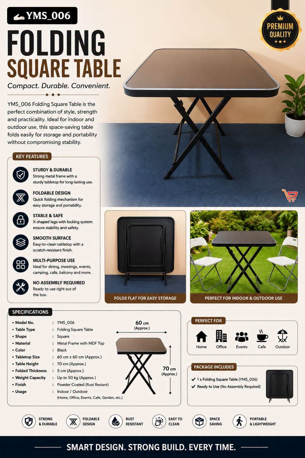 Glass Top Folding Table