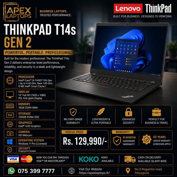 Lenovo ThinkPad T14s Gen 2 14-Inch FHD Laptop Computer