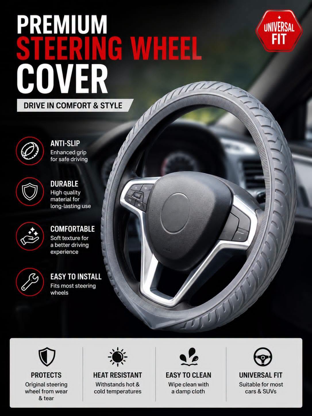 Car streering wheel cover