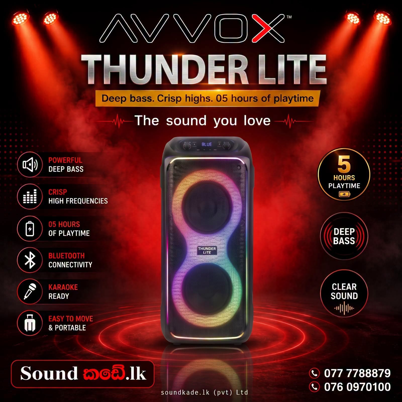 RECHARGEABLE KARAOKE SPEAKER MODEL – THUNDER LITE