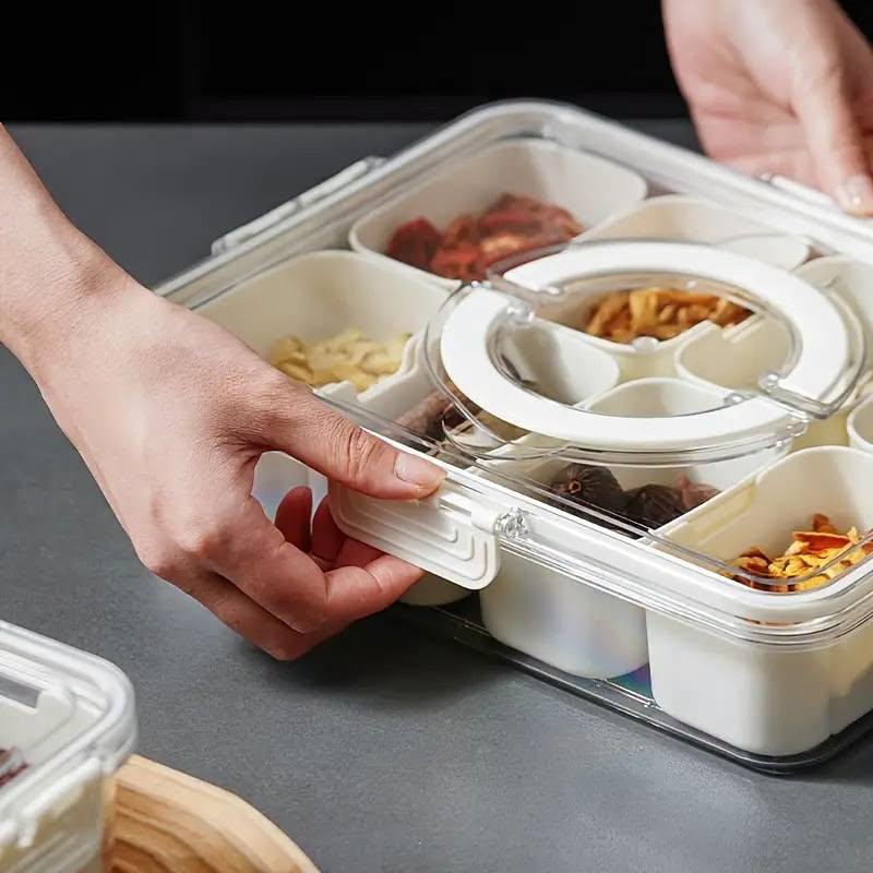 8 Grid – Airtight Transparent Spice & Sweet Box with Handle