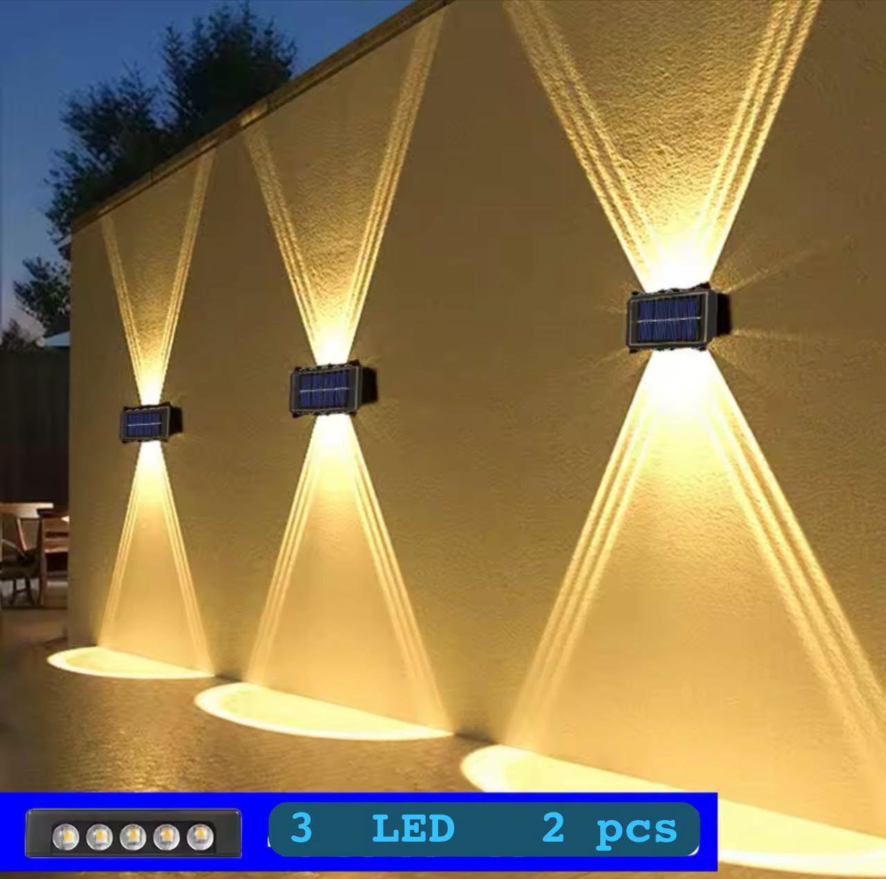 Solar Wall Lamp Outdoor Warm Light Waterproof Up And Down Luminous Lighting Balcony Yard Garden Decoration Lights Exterior Wall