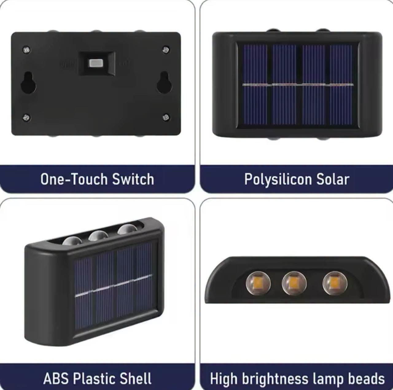 Solar Wall Lamp Outdoor Warm Light Waterproof Up And Down Luminous Lighting Balcony Yard Garden Decoration Lights Exterior Wall