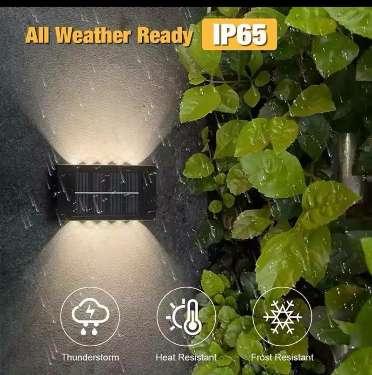 Solar Wall Lamp Outdoor Warm Light Waterproof Up And Down Luminous Lighting Balcony Yard Garden Decoration Lights Exterior Wall