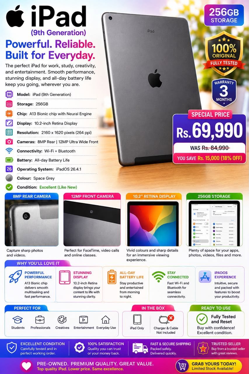 Apple iPad 9th Generation – 256GB