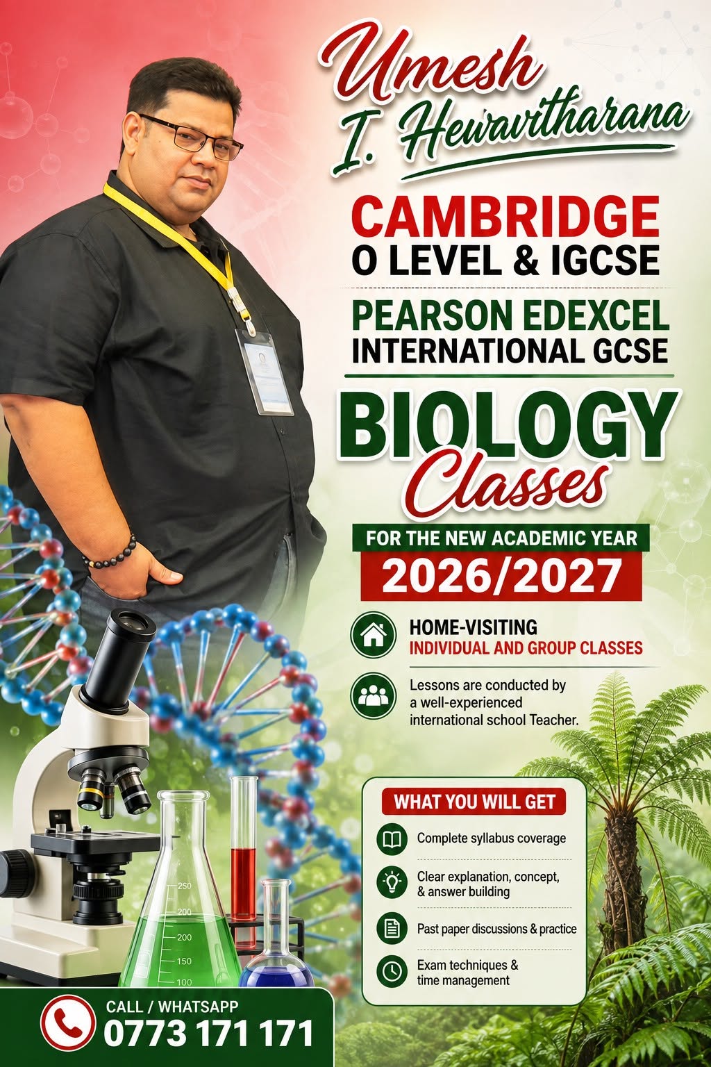 Cambridge O Level & IGCSE and Pearson Edexcel Biology Classes for New Academic Year – 2026/2027