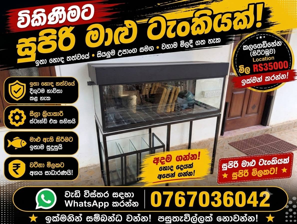 ඉක්මනින් විකිණීමට ඇත! Complete Fish Tank Set
