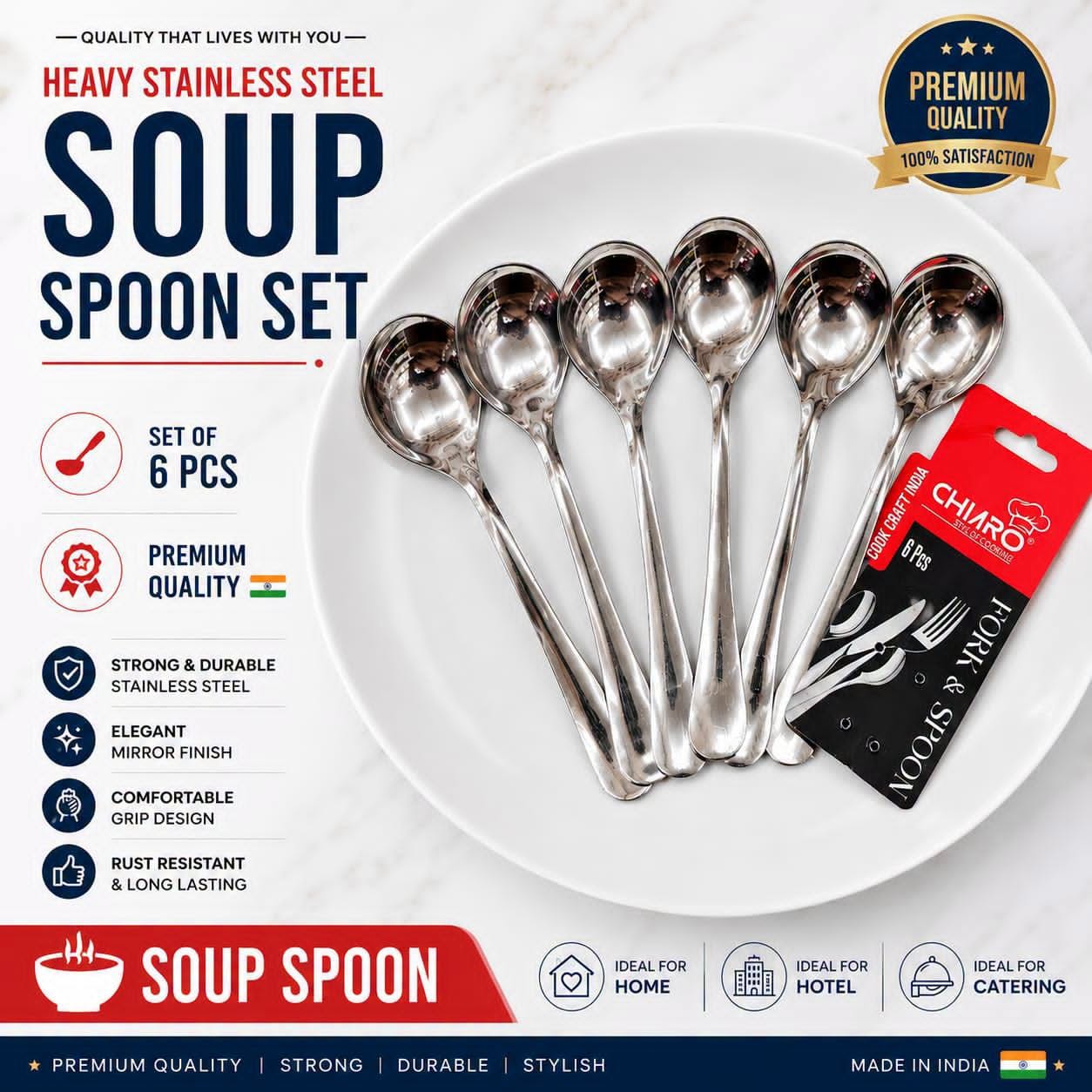 Heavy Stainless Steel Soup Spoon Set