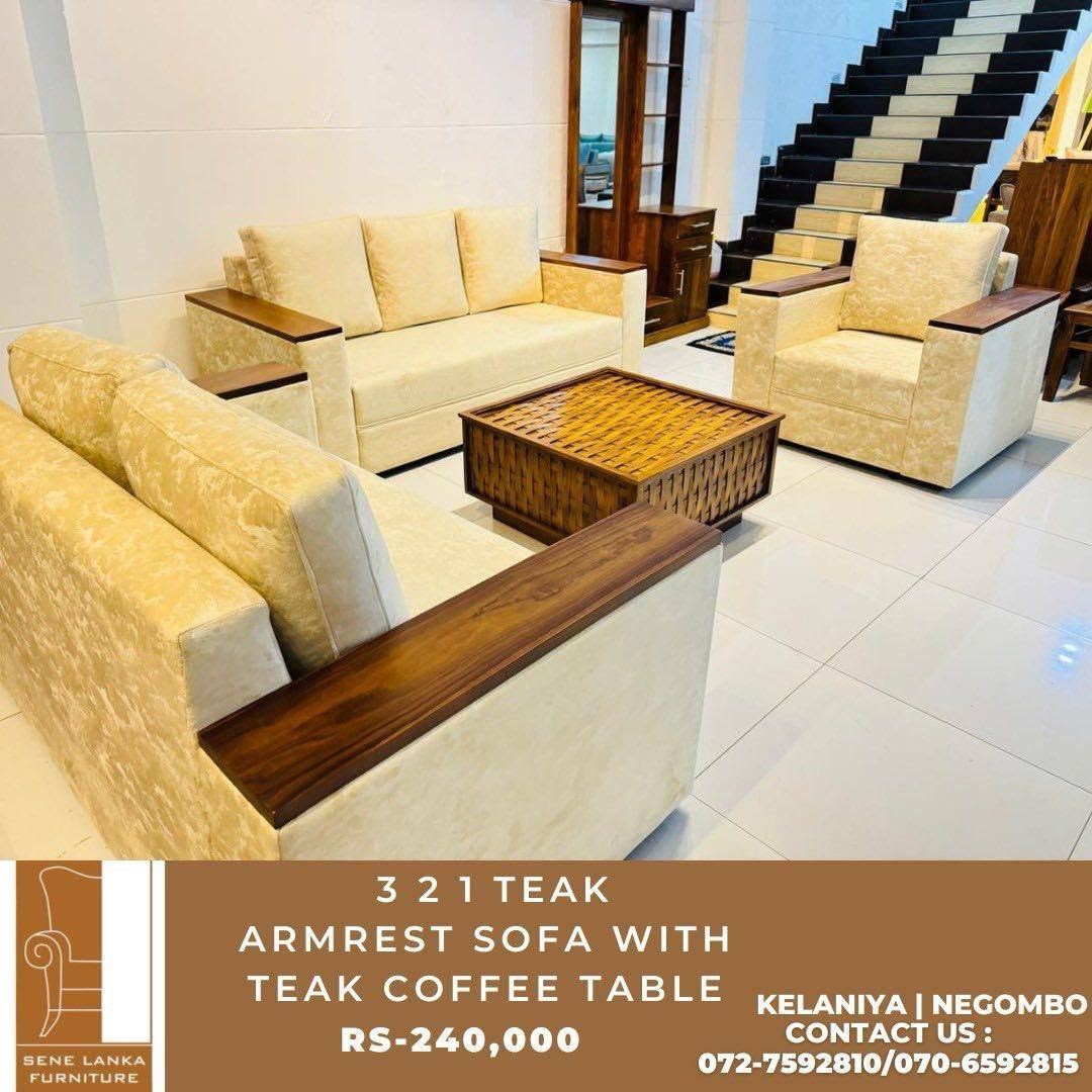 3 , 2 , 1 Armrest Sofa with Teak Coffee Table