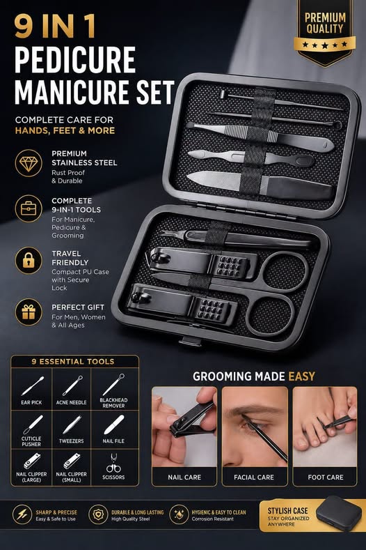9 IN 1 MENICURE PEDICURE SET