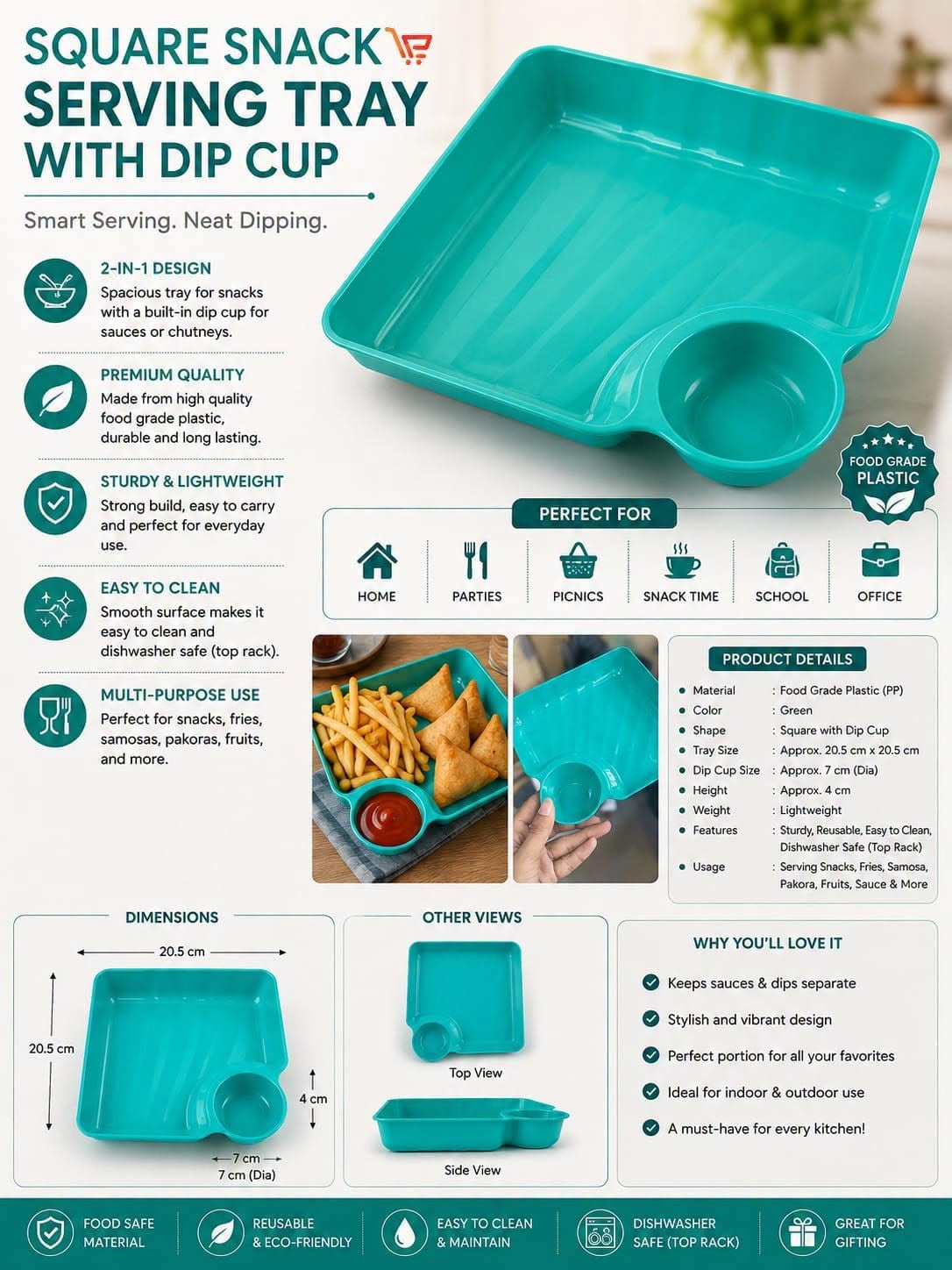 Fries and short eats serving plate – Melamine