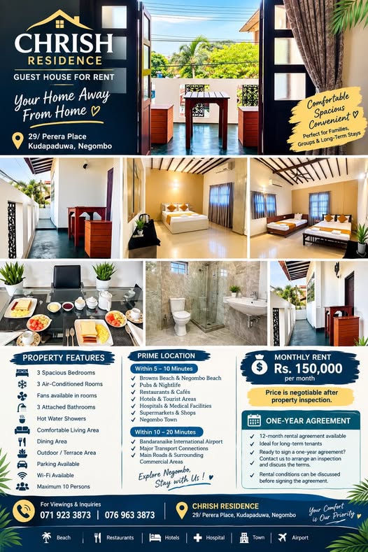 CHRISH RESIDENCE – GUEST HOUSE FOR RENT