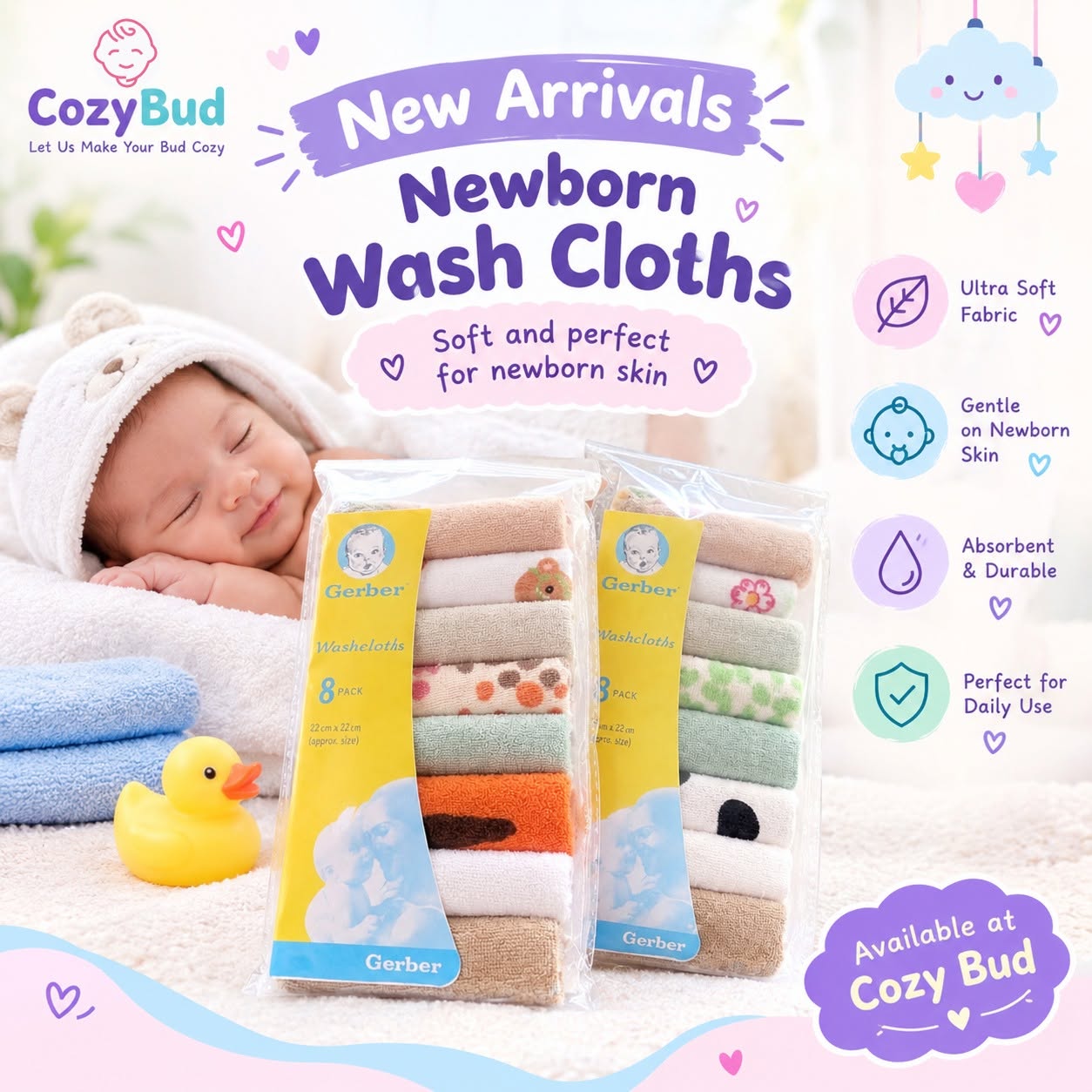 Gerber Newborn Wash Cloths